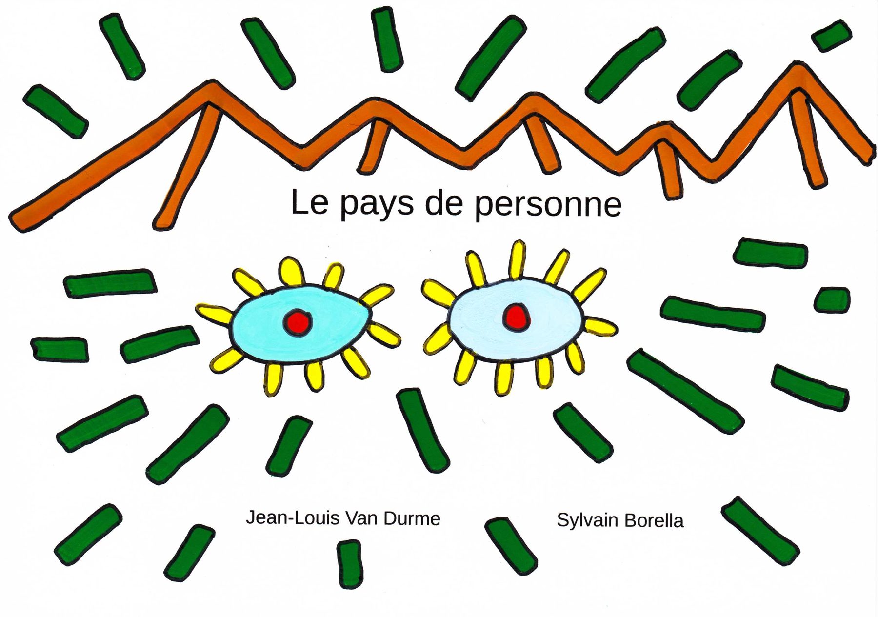 Couverture du livre Le pays de personne : deux yeux jaunes sous des montagnes orange